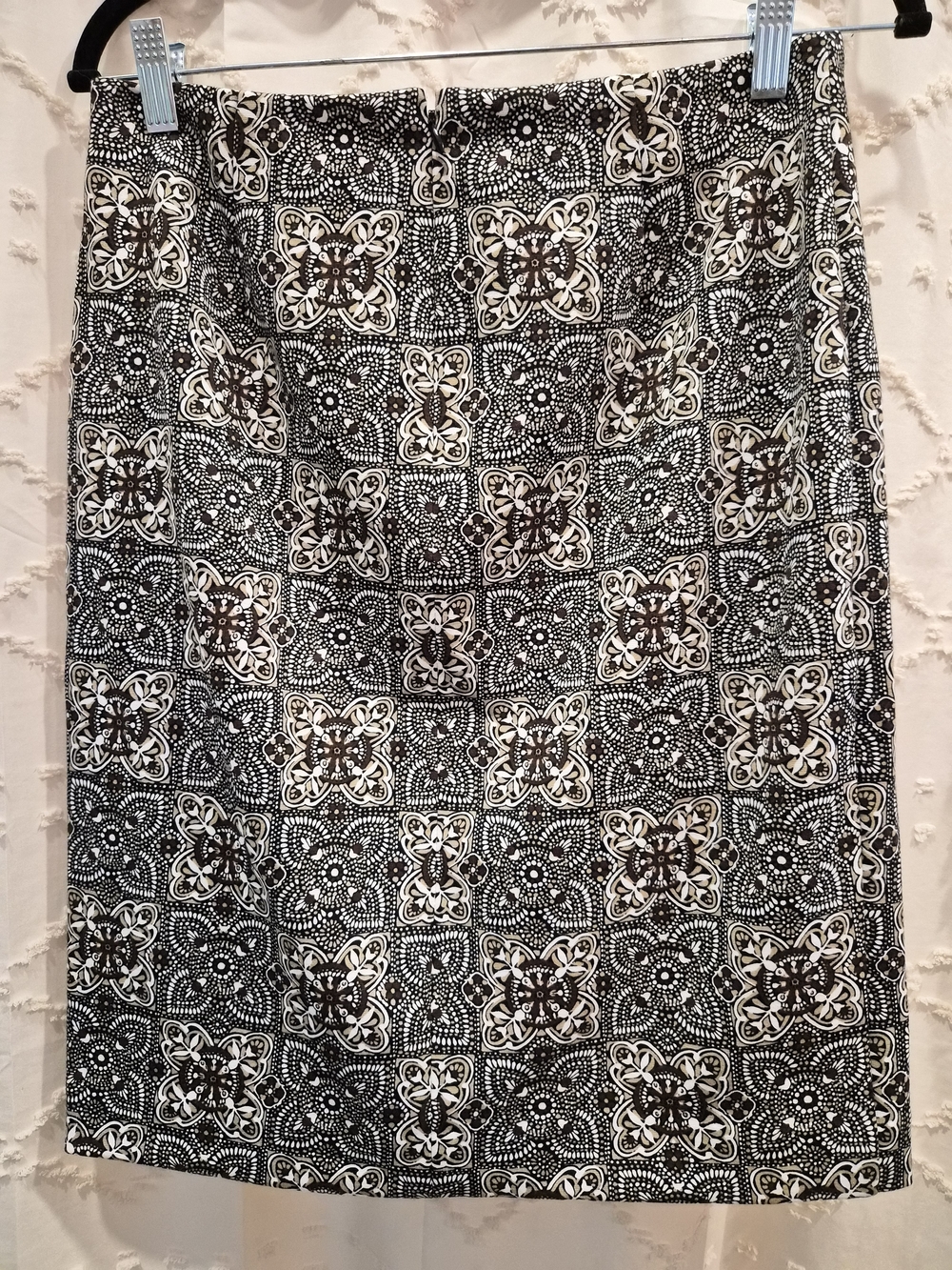 Talbots Black and White Printed Pencil Skirt